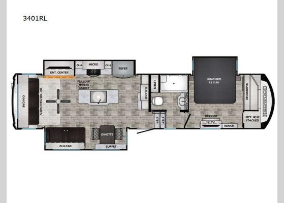 Floorplan - 2024 Redwood 3401RL Fifth Wheel