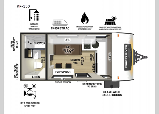 Floorplan - 2025 R Pod RP-150 Travel Trailer