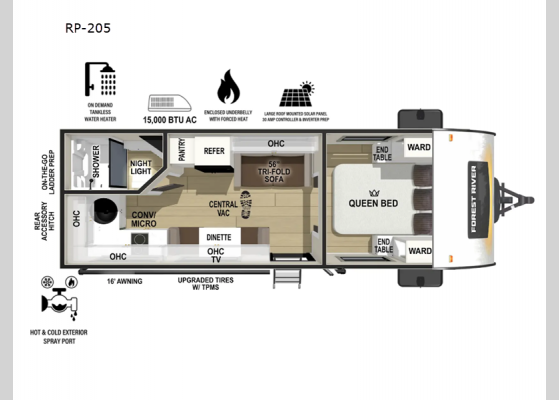 Floorplan - 2025 R Pod RP-205 Travel Trailer