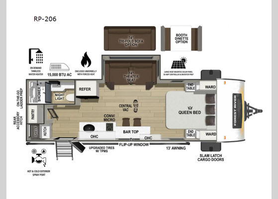 Floorplan - 2025 R Pod RP-206 Travel Trailer