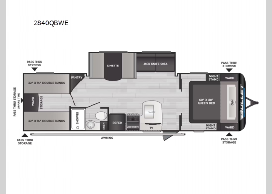 Floorplan - 2025 Bullet Classic 2840QBWE Travel Trailer