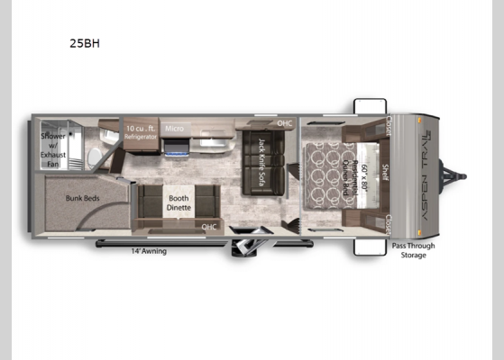 Floorplan - 2025 Aspen Trail LE 25BH Travel Trailer