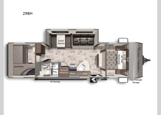 Floorplan - 2025 Aspen Trail LE 29BH Travel Trailer