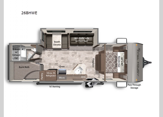 Floorplan - 2025 Aspen Trail LE 26BHWE Travel Trailer