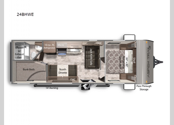 Floorplan - 2025 Aspen Trail LE 24BHWE Travel Trailer