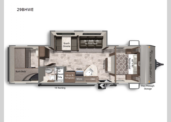 Floorplan - 2025 Aspen Trail LE 29BHWE Travel Trailer