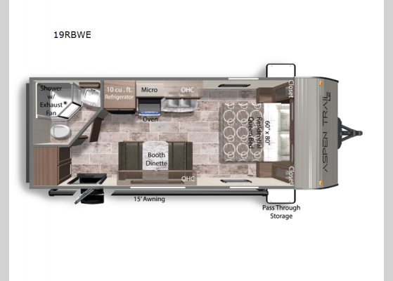 Floorplan - 2025 Aspen Trail LE 19RBWE Travel Trailer