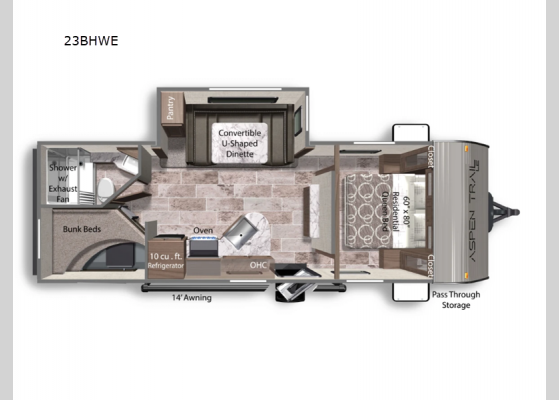 Floorplan - 2025 Aspen Trail LE 23BHWE Travel Trailer