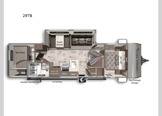 Floorplan - 2025 Aspen Trail LE 29TB Travel Trailer