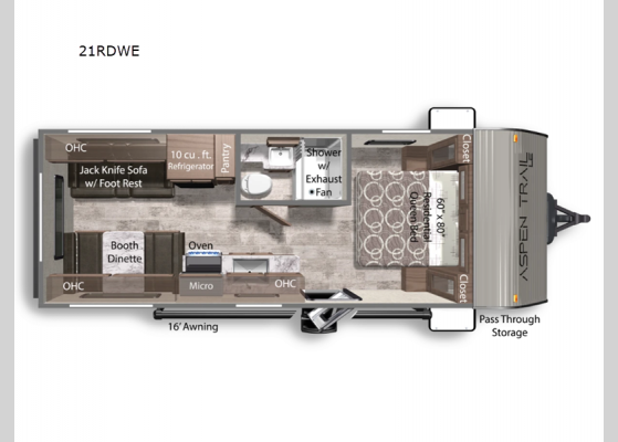 Floorplan - 2025 Aspen Trail LE 21RDWE Travel Trailer