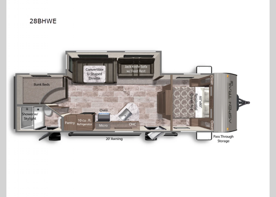 Floorplan - 2025 Aspen Trail LE 28BHWE Travel Trailer