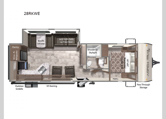 Floorplan - 2025 Aspen Trail LE 28RKWE Travel Trailer