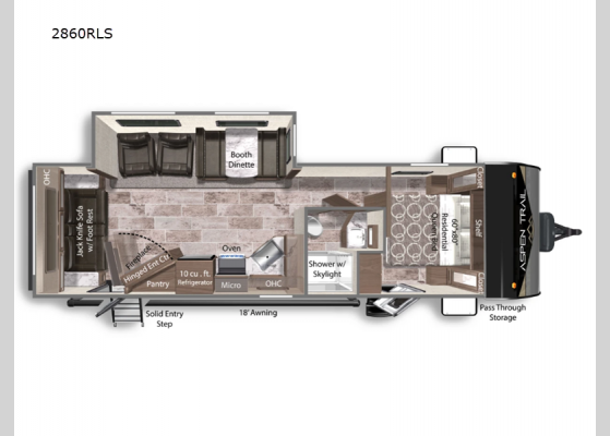 Floorplan - 2025 Aspen Trail 2860RLS Travel Trailer