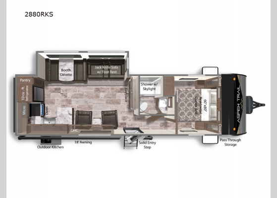 Floorplan - 2025 Aspen Trail 2880RKS Travel Trailer