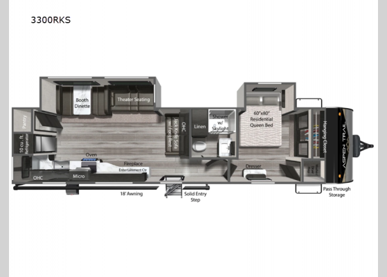 Floorplan - 2025 Aspen Trail 3300RKS Travel Trailer