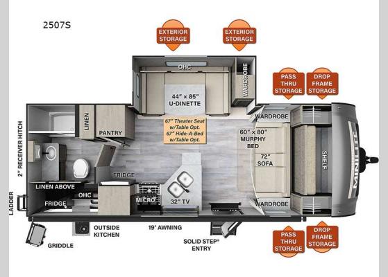 Floorplan - 2024 Rockwood Mini Lite 2507S Travel Trailer