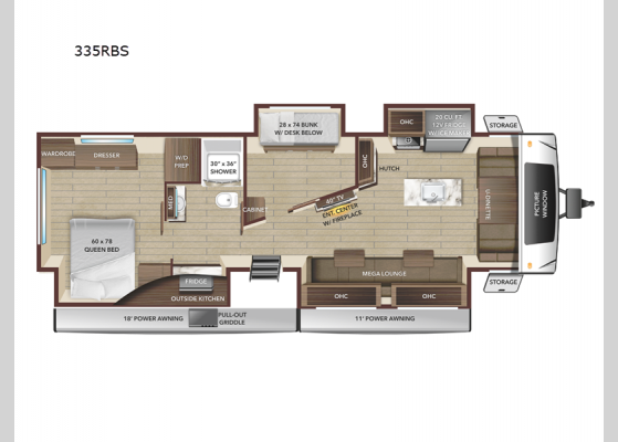 Floorplan - 2025 Open Range 335RBS Travel Trailer