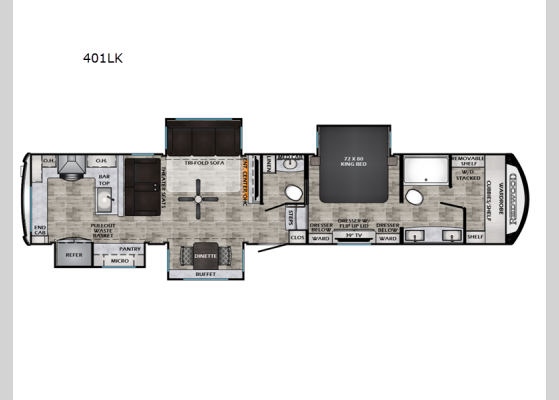 Floorplan - 2025 Redwood 401LK Fifth Wheel