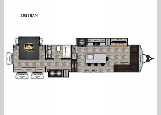 Floorplan - 2025 Redwood 3951BAM Fifth Wheel