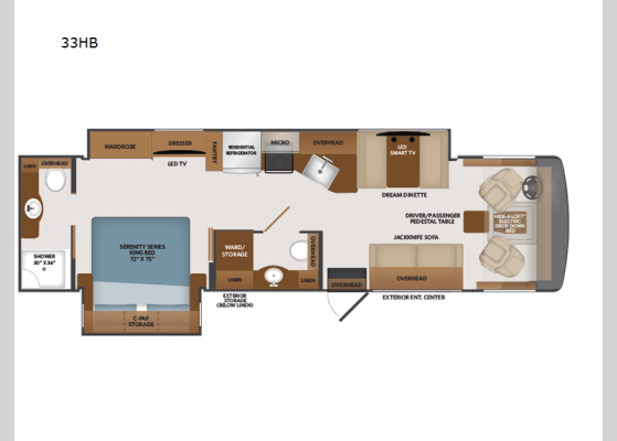 Floorplan - 2025 Fortis 33HB Motor Home Class A