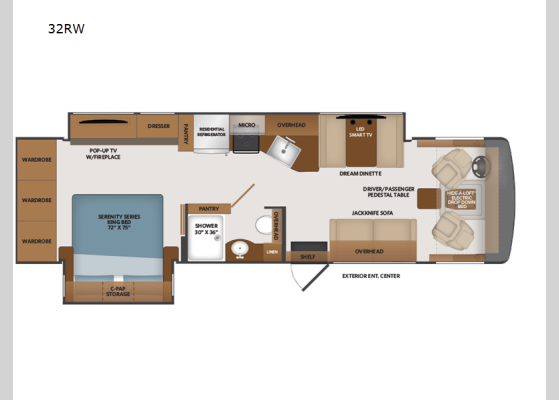 Floorplan - 2025 Fortis 32RW Motor Home Class A