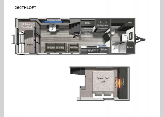 Floorplan - 2025 Aspen Trail Loft 260THLOFT Destination Trailer