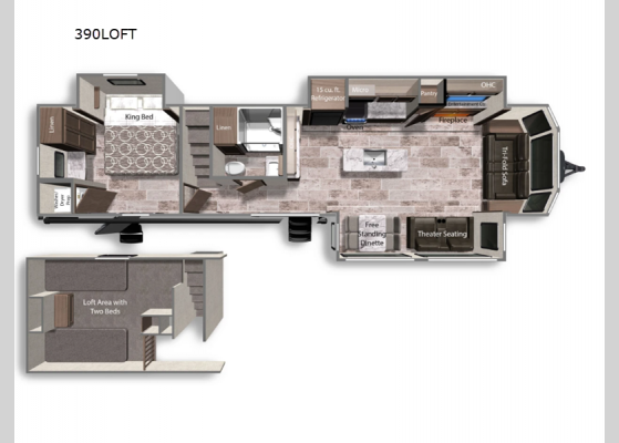 Floorplan - 2025 Aspen Trail Loft 390LOFT Destination Trailer