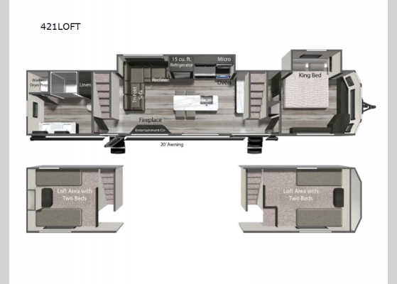 Floorplan - 2025 Aspen Trail Loft 421LOFT Destination Trailer