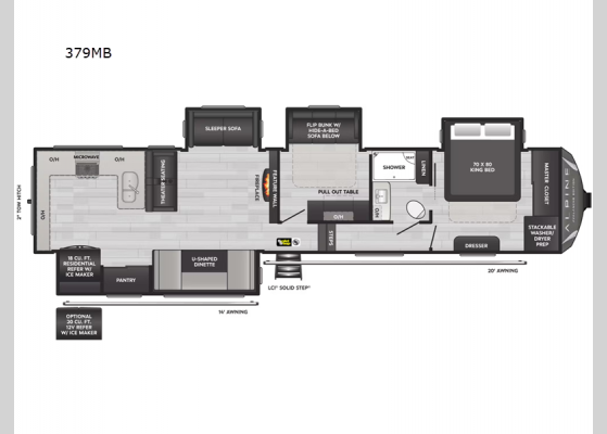 Floorplan - 2025 Alpine Avalanche Edition 379MB Fifth Wheel