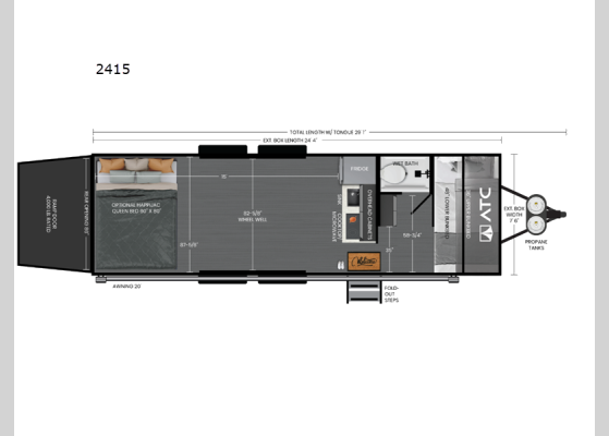 Floorplan - 2026 PLA 450 2415 Toy Hauler Travel Trailer