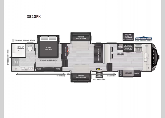 Floorplan - 2025 Alpine 3820FK Fifth Wheel