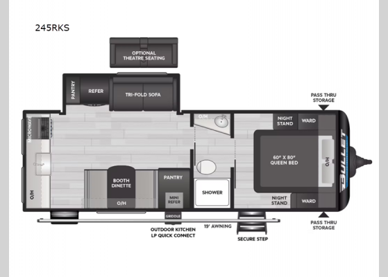 Floorplan - 2025 Bullet Crossfire 245RKS Travel Trailer