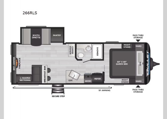 Floorplan - 2025 Bullet Crossfire 266RLS Travel Trailer