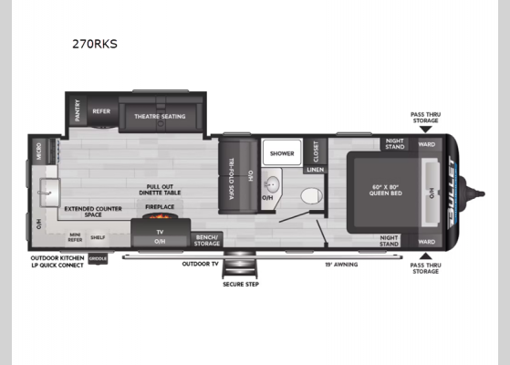 Floorplan - 2025 Bullet Crossfire 270RKS Travel Trailer