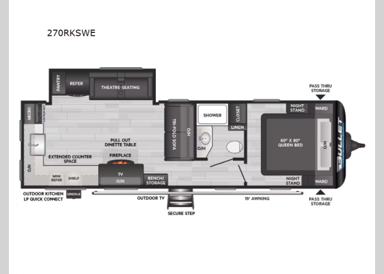 Floorplan - 2025 Bullet Crossfire 270RKSWE Travel Trailer