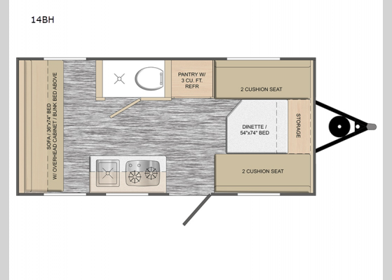 Floorplan - 2025 Rove Lite 14BH Travel Trailer