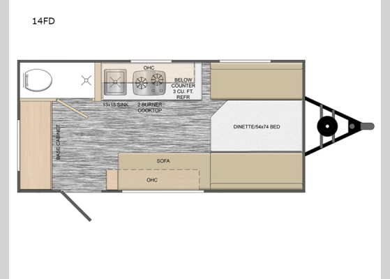 Floorplan - 2025 Rove Lite 14FD Travel Trailer