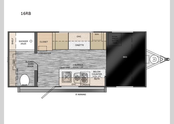 Floorplan - 2025 Rove Lite 16RB Travel Trailer