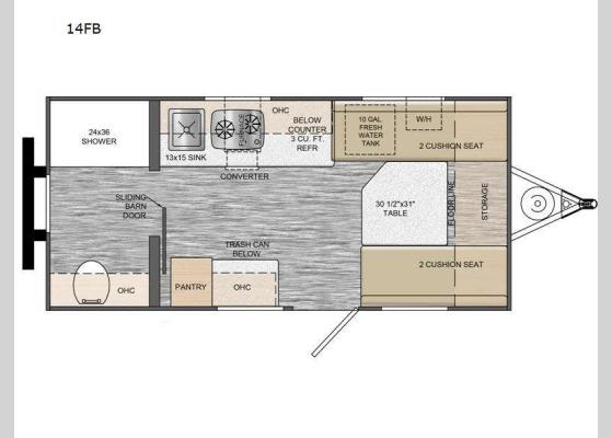 Floorplan - 2025 Rove Lite 14FB Travel Trailer