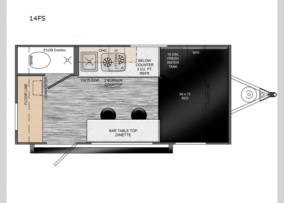 Floorplan - 2025 Rove Lite 14FS Travel Trailer