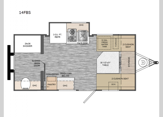 Floorplan - 2025 Rove Lite 14FBS Travel Trailer