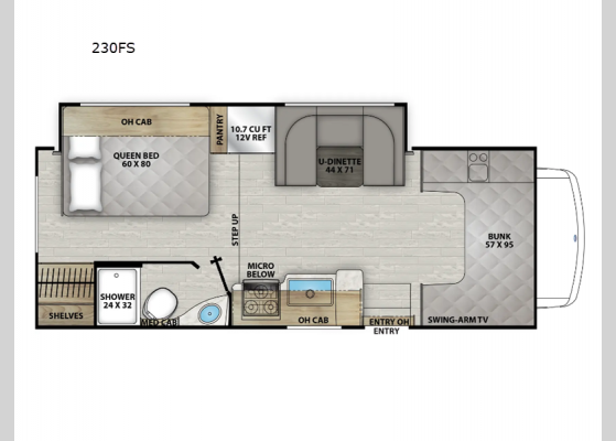 Floorplan - 2025 Leprechaun 230FS Chevy 3500 Motor Home Class C