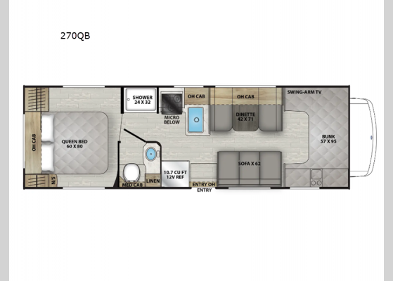 Floorplan - 2025 Leprechaun 270QB Chevy 3500 Motor Home Class C