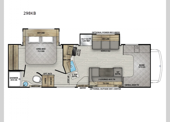 Floorplan - 2025 Leprechaun 298KB Ford 450 Motor Home Class C