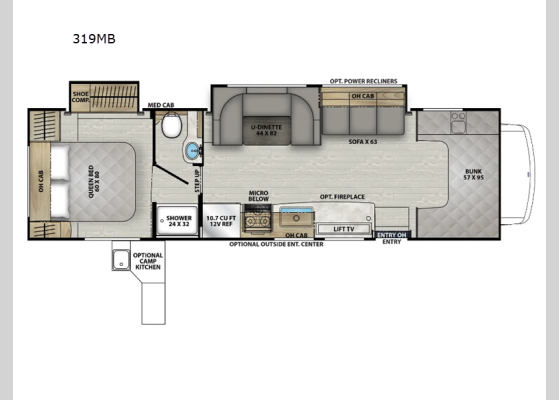 Floorplan - 2025 Leprechaun 319MB Ford 450 Motor Home Class C