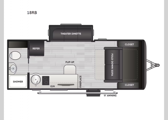 Floorplan - 2025 Reign 18RB Travel Trailer