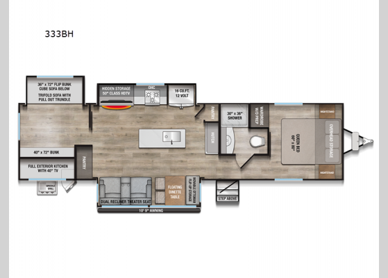 Floorplan - 2025 Avenue 333BH Travel Trailer