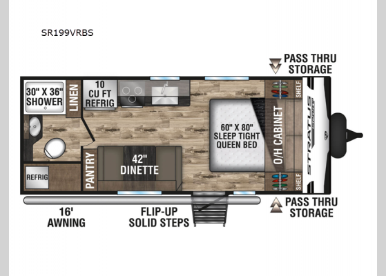 Floorplan - 2024 Stratus Sport SR199VRBS Travel Trailer