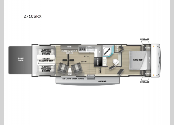 Floorplan - 2024 Sandstorm 2710SRX Toy Hauler Fifth Wheel