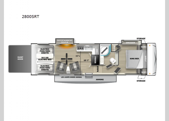 Floorplan - 2024 Sandstorm 2800SRT Toy Hauler Fifth Wheel